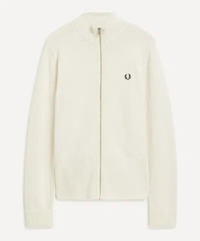 FRED PERRY FRED PERRY MENS LOGO-EMBROIDERED CHUNKY-RIB CARDIGAN