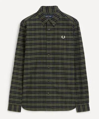 FRED PERRY FRED PERRY MENS LOGO EMBROIDERED TARTAN COTTON OXFORD SHIRT