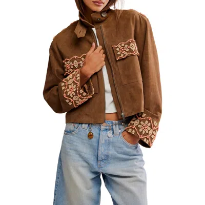 FREE PEOPLE FREE PEOPLE BALI FADING MOON CROP SUEDE JACKET