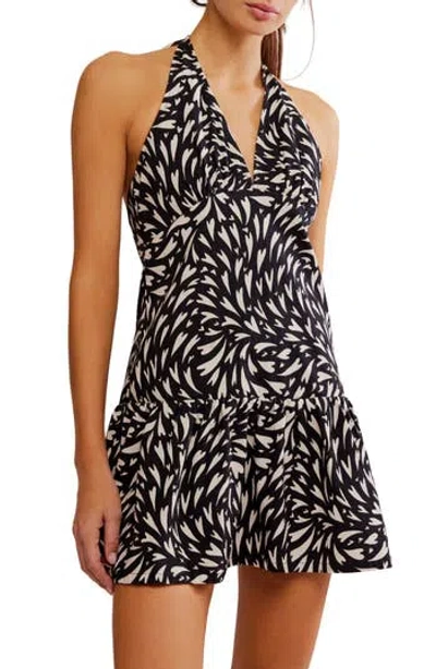 FREE PEOPLE FREE PEOPLE CECIL FLOUNCE HEM COTTON BLEND HALTER MINIDRESS