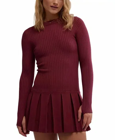 FREE PEOPLE EMMY MINI DRESS IN AGED RED