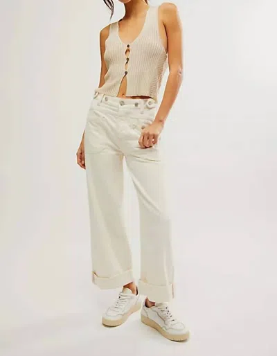 FREE PEOPLE FLAIR CUFFED JEAN IN EGGSHELL
