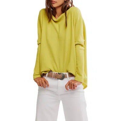 FREE PEOPLE FREE PEOPLE LATTE BLUE OVERSIZE THERMAL TOP