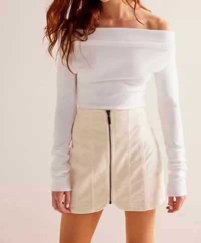 FREE PEOPLE LAYLA CORDUROY MINI SKIRT IN CHEESECAKE