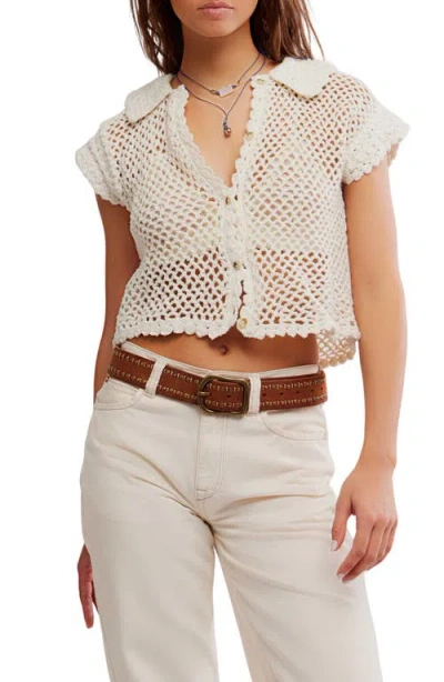 FREE PEOPLE FREE PEOPLE LILY CROP CROCHET CARDIGAN