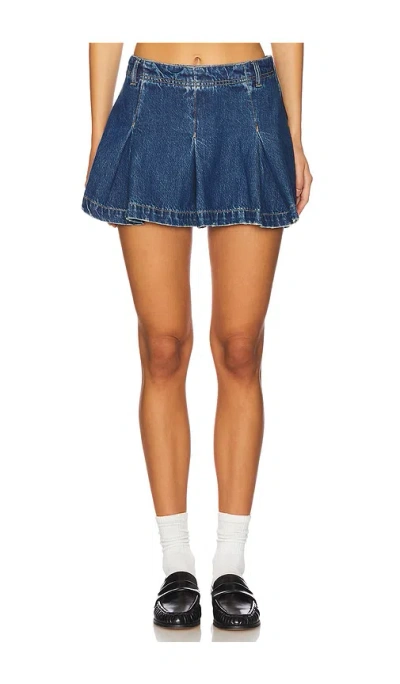 FREE PEOPLE MADISON AVE DENIM MINI SKIRT