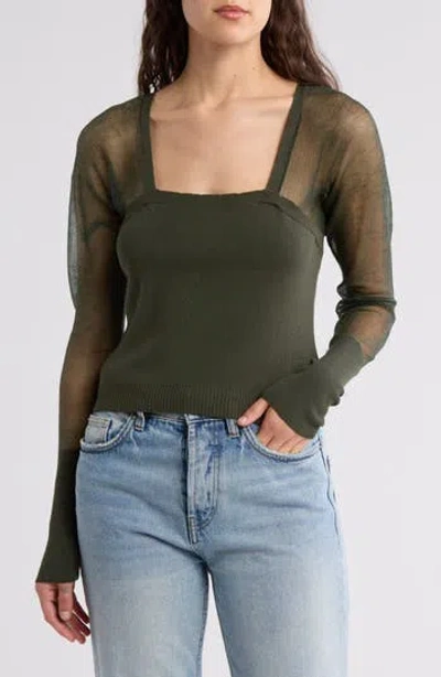 FREE PEOPLE FREE PEOPLE NIGHT AFTER NIGHT MESH TRIM TOP