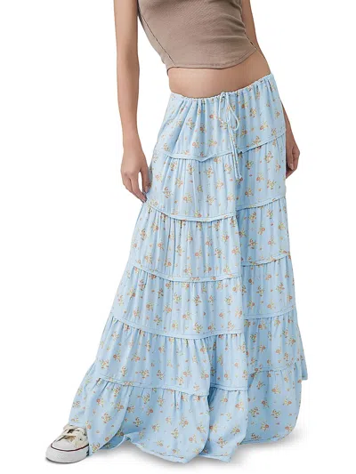 FREE PEOPLE NOVA WOMENS TIERED LONG MAXI SKIRT