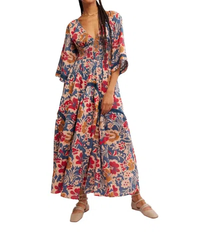 FREE PEOPLE PRINTED DIXIE MAXI DRESS IN VINTAGE INDIGO COMBO