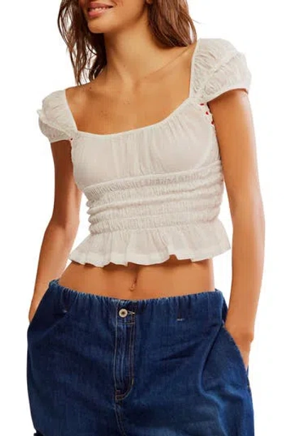 FREE PEOPLE FREE PEOPLE SWEET ON YOU SMOCKED CROP TOP