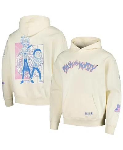 FREEZE MAX MEN'S CREAM RICK AND MORTY '90S RAVE DROPPED SHOULDER PULLOVER HOODIE