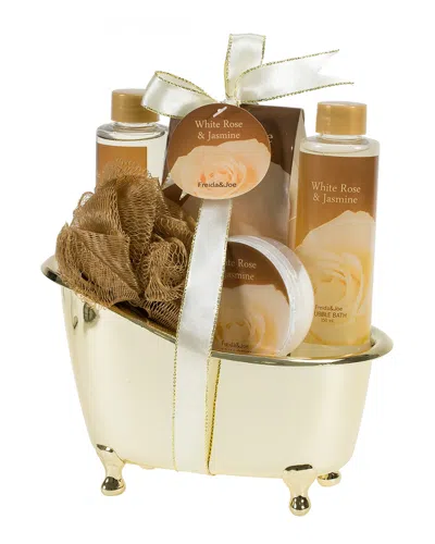 FREIDA & JOE FREIDA & JOE WHITE ROSE JASMINE GOLD TUB SPA BATH GIFT SET