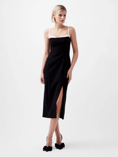 FRENCH CONNECTION AZRA TWILL CORSET STRAPPY MIDI DRESS FRENCH CONNECTION DRESSES