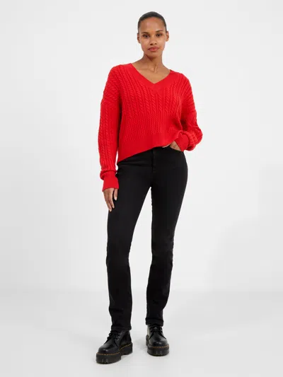 FRENCH CONNECTION BABYSOFT CABLE KNIT V NECK SWEATER FRENCH CONNECTION KNITWEAR