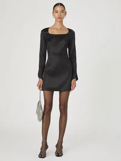 FRENCH CONNECTION STRUCTURED SATIN LONG SLEEVE SCOOP NECK MINI DRESS FRENCH CONNECTION DRESSES