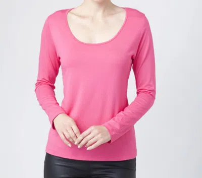 FRENCH KYSS LONG SLEEVE SCOOP TOP IN ROSE