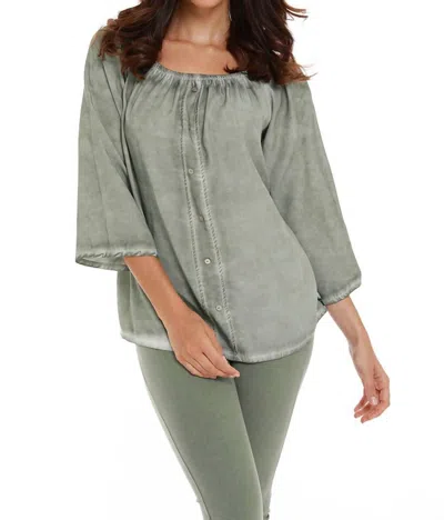FRENCH KYSS LUCIANA BUTTON OFF THE SHOULDER TOP IN OLIVE