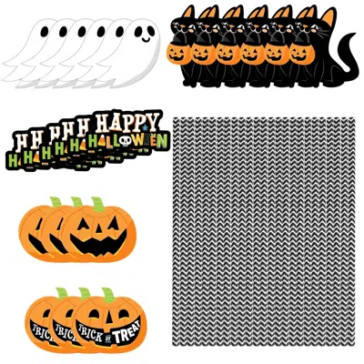 FRESH FAB FINDS 25PCS HALLOWEEN PARTY STRIPED DECORATIVE PAPER STRAWS