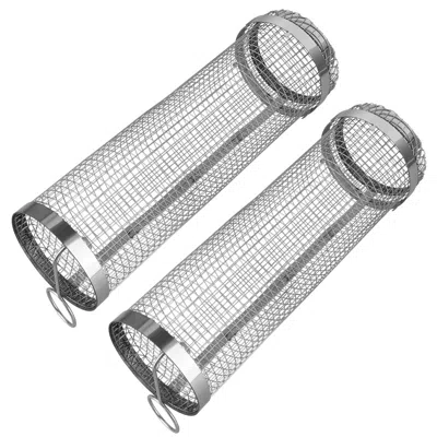 FRESH FAB FINDS 2PCS BBQ ROLLING BASKET STAINLESS STEEL GRILL MESH