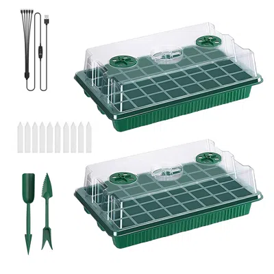 FRESH FAB FINDS 2PCS SEED STARTER TRAY WITH GROW LIGHT & AUTOMATIC TIMING FOR PLANT GERMINATION