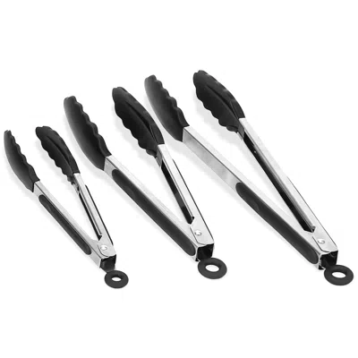 FRESH FAB FINDS 3-PIECE STAINLESS STEEL LOCKING FOOD TONGS SET W/ SILICON TIPS