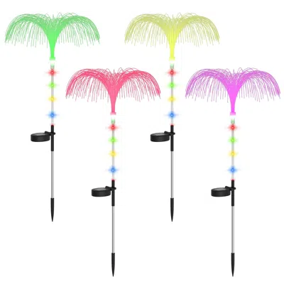 FRESH FAB FINDS 4PCS SOLAR JELLYFISH LIGHTS IP44 WATERPROOF 7 COLOR CHANGING