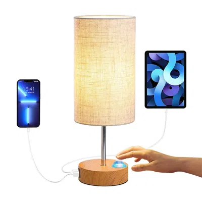 FRESH FAB FINDS DIMMABLE 3-WAY TOUCH TABLE LAMP BEDROOM NIGHTSTAND USB LED