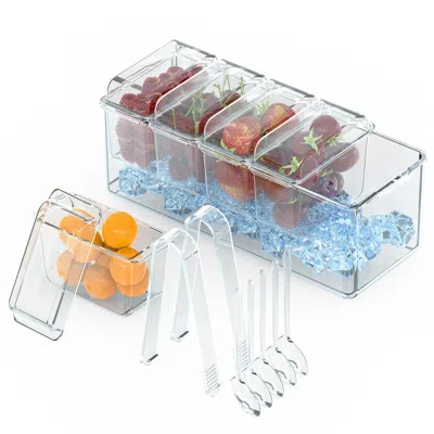 FRESH FAB FINDS ICE CHILLED CONDIMENT CADDY SERVING TRAY WITH CONTAINERS