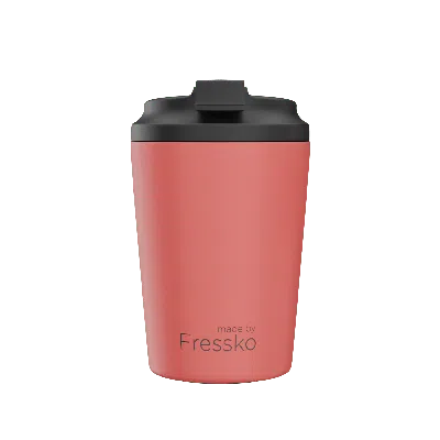 FRESSKO ORANGE FRESSKO BINO 8OZ / 227ML REUSABLE COFFEE CUP, STAINLESS STEEL - CORAL
