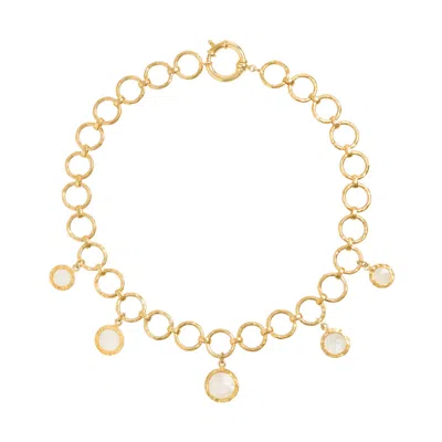 FREYA ROSE WOMEN'S GOLD / WHITE FORGED CIRCULAR NECKLACE, GOLD