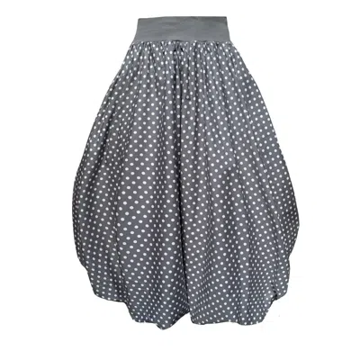 FROCK TALES WOMEN'S GREY / WHITE ENOKI PUFFBALL SKIRT IN GREY POLKA DOT