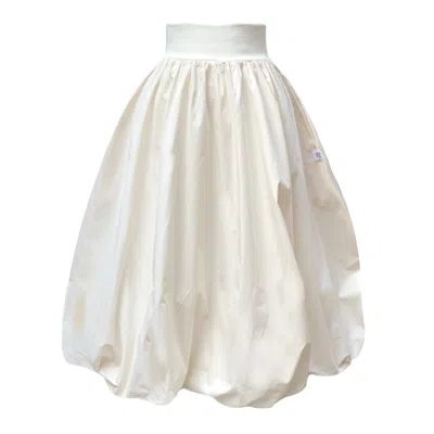 FROCK TALES WOMEN'S WHITE ENOKI PUFFBALL SKIRT IN CREAM