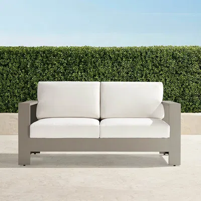 FRONTGATE BORETTO LOVESEAT IN MATTE DOVE ALUMINUM