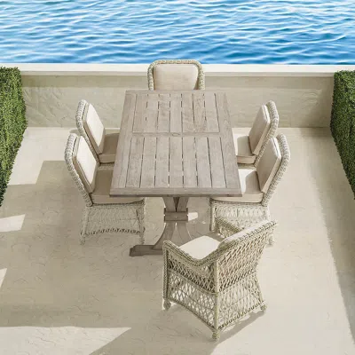 FRONTGATE HAMPTON 7-PC. DINING SET IN IVORY WICKER