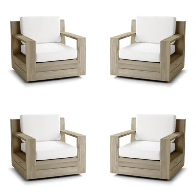 FRONTGATE ST. KITTS 4-PC. SWIVEL LOUNGE CHAIR WITH CUSHIONS IN WEATHERED TEAK