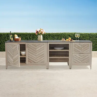 FRONTGATE WESTPORT 3-PC. OUTDOOR KITCHEN SET IN WEATHERED TEAK