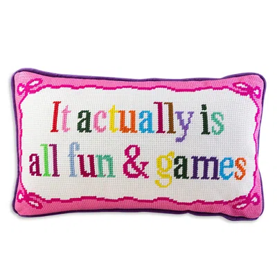 FURBISH STUDIO FUN AND GAMES NEEDLEPOINT DECORATIVE PILLOW