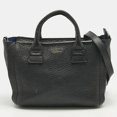 FURLA BLACK LEATHER CAPRICCIO TOTE