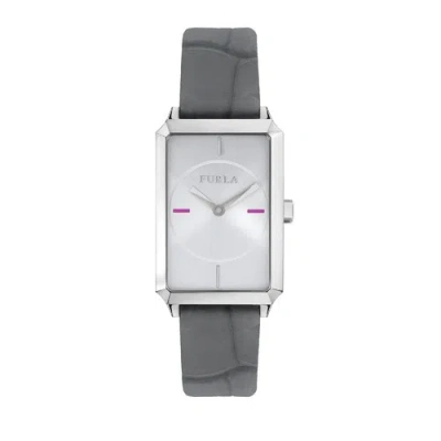 FURLA FURLA WOMEN'S R4251104503 DIANA SILVER DIAL GREY LEATHER WRISTWATCH