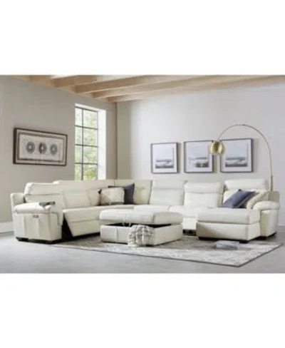 FURNITURE CLOSEOUT JULIUS II LEATHER POWER RECLINING SECTIONAL SOFA COLLECTION WITH POWER HEADRESTS USB POWER 
