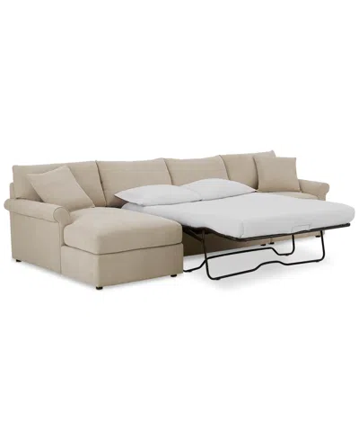 FURNITURE CLOSEOUT! WRENLEY 134" 3-PC. FABRIC SECTIONAL CHAISE SLEEPER SOFA, CREATED FOR MACY'S