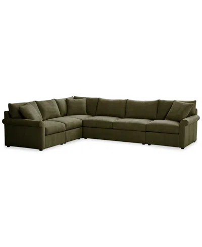 FURNITURE CLOSEOUT! WRENLEY 137" 5-PC. FABRIC L-SHAPE MODULAR SLEEPER SECTIONAL SOFA, CREATED FOR MACY'S
