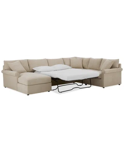 FURNITURE CLOSEOUT! WRENLEY 138" 3-PC. FABRIC SECTIONAL CHAISE SLEEPER SOFA, CREATED FOR MACY'S