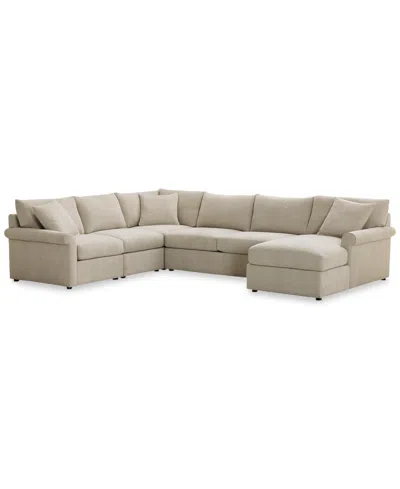 FURNITURE CLOSEOUT! WRENLEY 138" 5-PC. FABRIC MODULAR SLEEPER CHAISE SECTIONAL SOFA, CREATED FOR MACY'S