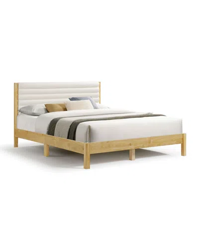 FURNITURE OF AMERICA ADIN QUEEN PLATFORM BED WITH BOUCLE UPHOLSTERY