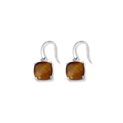 FV JEWELLERY WOMEN'S BROWN LA STELE TIGER'S EYE DOME EARRINGS