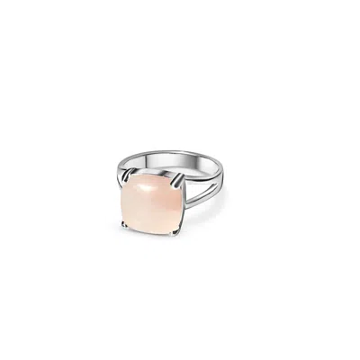 FV JEWELLERY WOMEN'S PINK LA STÈLE ROSE QUARTZ SQUARE RING