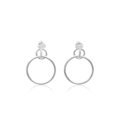 FV JEWELLERY WOMEN'S SILVER BIJOUX DOUBLE RING EARRINGS