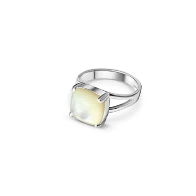 FV JEWELLERY WOMEN'S WHITE LA STÈLE MOTHER OF PEARL SQUARE RING