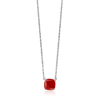 FV JEWELLERY WOMEN'S ORANGE / RED LA STELE CARNELIAN DOME NECKLACE
